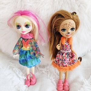 2 Enchantimals Dolls Cherish Cheetah & Peeki Parrot